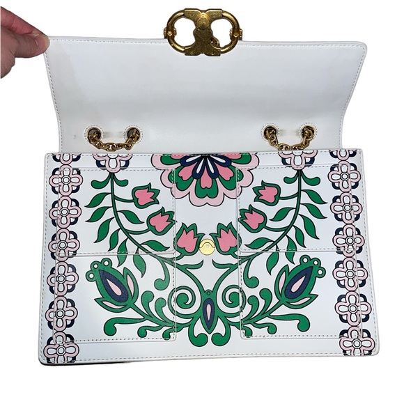 PRICE IS FIRM! Tory Burch Gemini Link Chain Printed Leather Crossbody - Picture 11 of 17